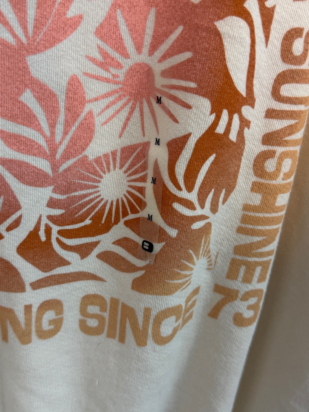 Billabong NWT Cream Oversized Crewneck Sweatshirt with Orange Floral Graphic - Picture 4 of 9